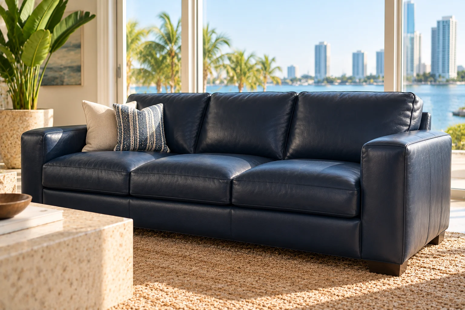 Sofa by the window after repair