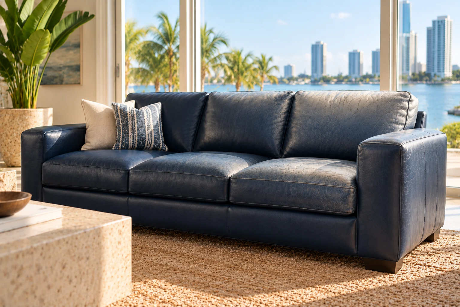 Sofa by the window before repair
